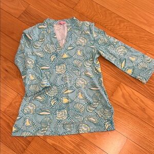 Lilly Pulitzer tunic Blue and Yellow Seashell Print Size Small